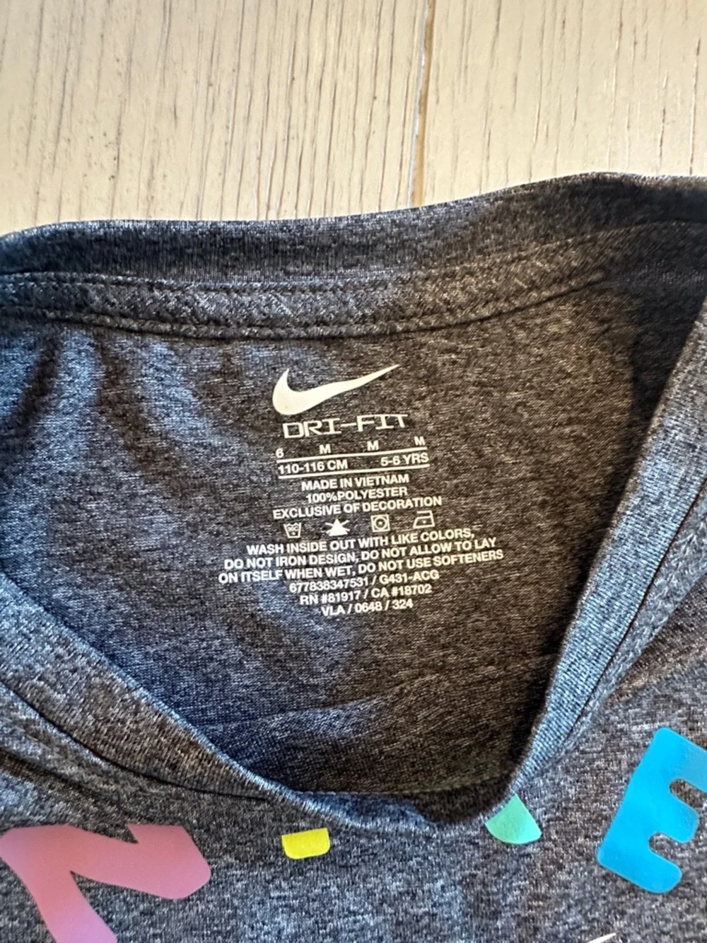 Nike Girls' Charcoal Gray Tee with Pink Rainbow-Accent Shorts - Picture 2 of 5